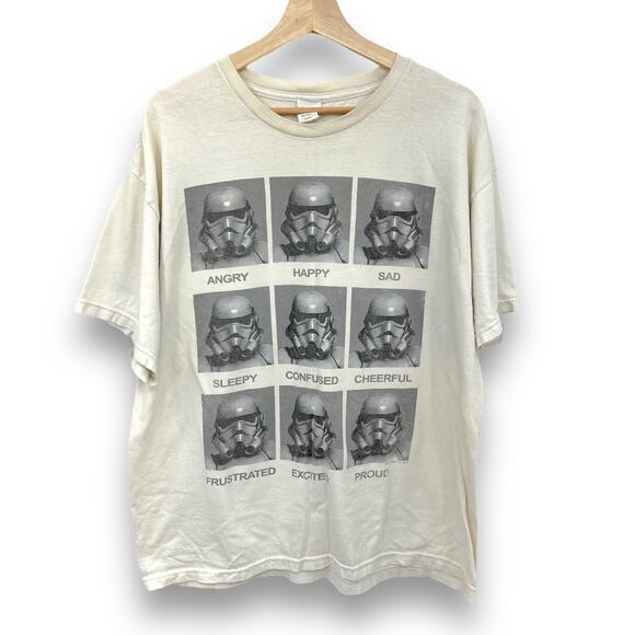 Star Wars XL Cream Storm Trooper Emotions Tee Shirt T-Shirt Distressed Men's - Picture 2 of 12